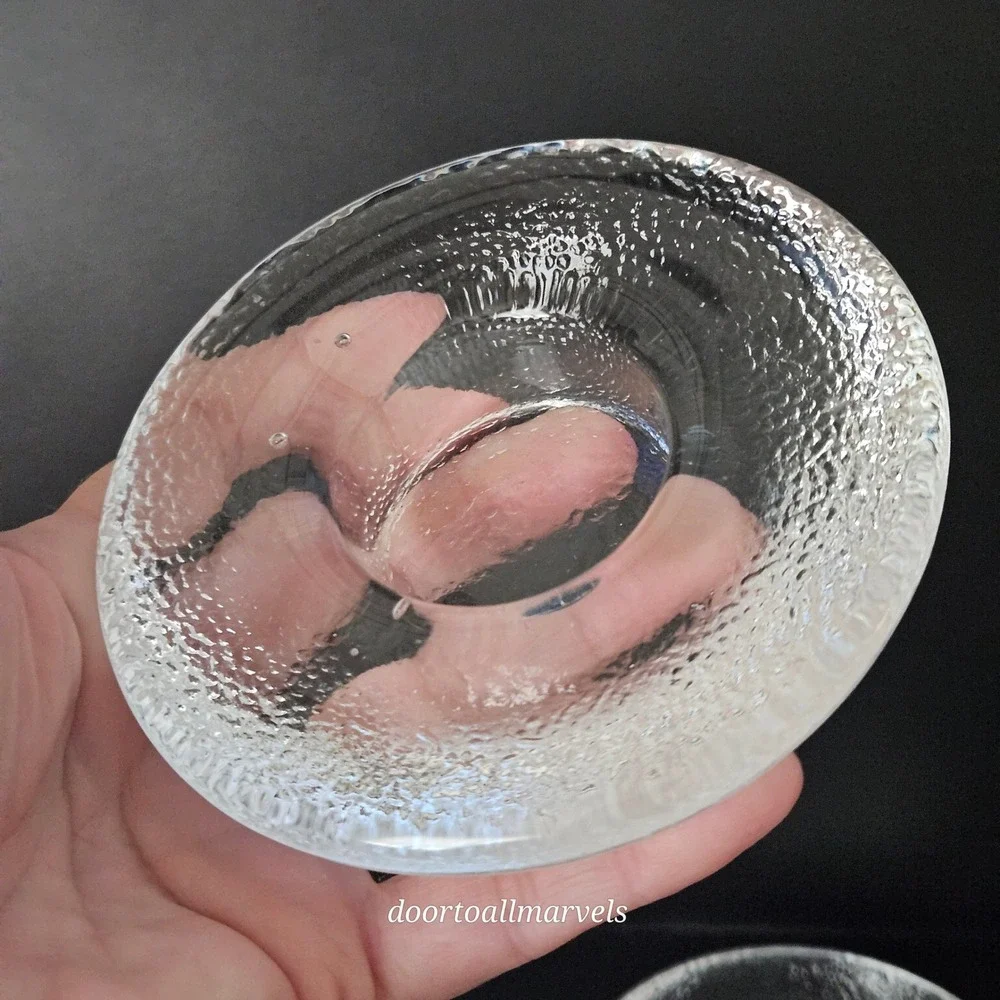 VTG Iittala Nappi Tealight Candle Holder Markku Salo '90s Clear Pebbled Glass